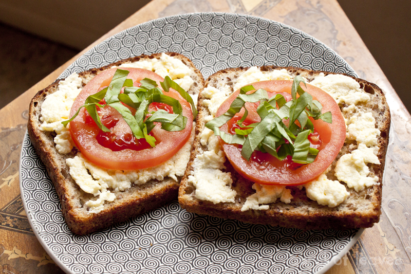 Homemade Ricotta Cheese with Tomato & Basil Homemade Ricotta Cheese with Tomato & Basil